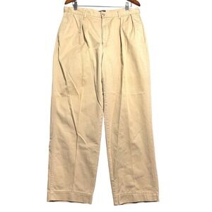 Vintage Polo Ralph Lauren Pants Mens Size 36x34 Pleated Chino Cotton Khaki USA